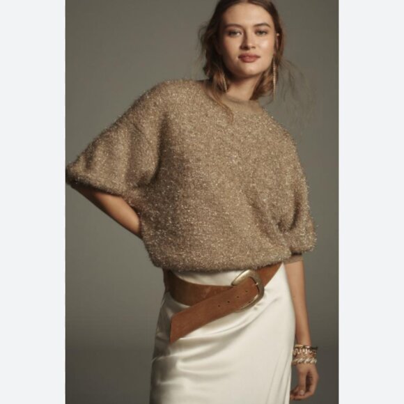 Brand New The Violetta Short-Sleeve Tinsel Sweater by Maeve - Picture 4 of 13